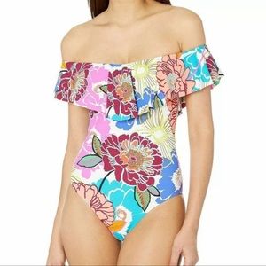 Trina Turk Off Shoulder One Piece Swimsuit Floral